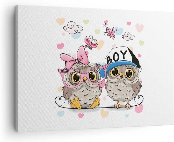 Bilder auf Leinwand Eule zeichnung farbig muster Leinwandbild 70x50cm Wandbilder Dekoration Wohnzimm