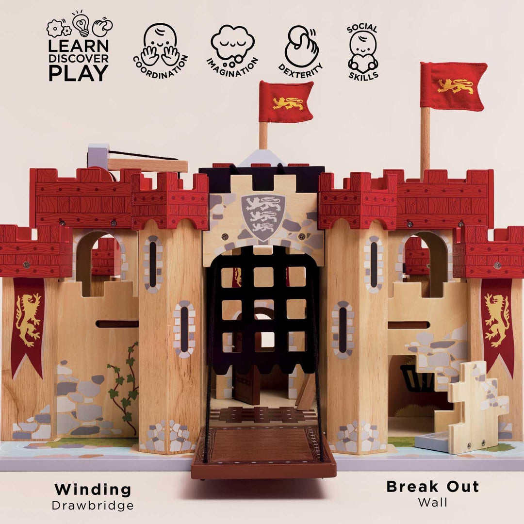 Le Toy Van – Pädagogisches Castles Collection Rollenspiel „Löwenherz“ aus Holz | Ritterburg Spielset