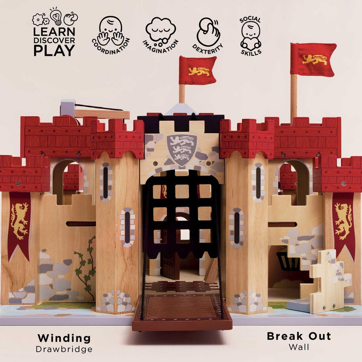 Le Toy Van – Pädagogisches Castles Collection Rollenspiel „Löwenherz“ aus Holz | Ritterburg Spielset