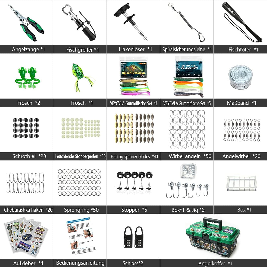 Fishing Angelkoffer-Set mit AngelZubehör | Angelset inklusive Premium-Angelwerkzeug Fischtöter für Z