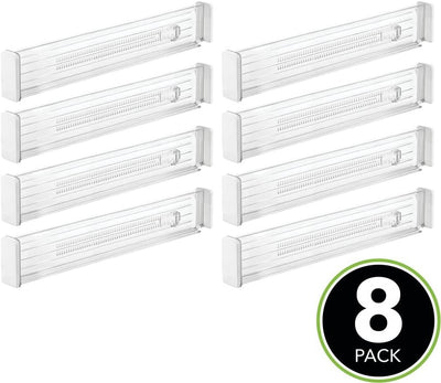 mDesign 8er-Set verstellbarer Schubladeneinsatz – praktischer Schubladen Organizer für Schrank und K