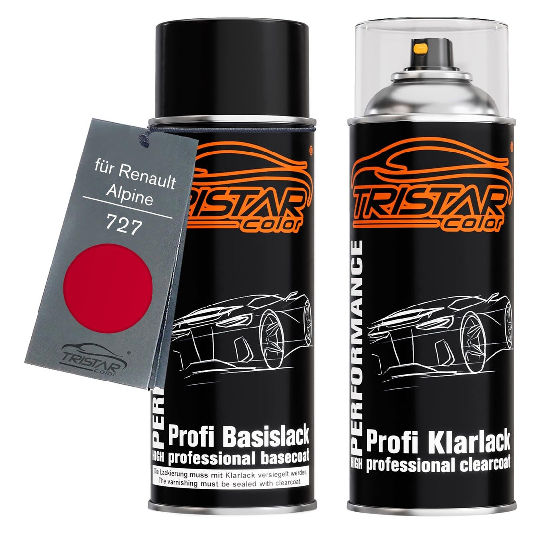 TRISTARcolor Autolack Spraydose für Renault/Alpine 727 Vermelho Vivo +1K | Rojo Vivo, Set aus Basisl