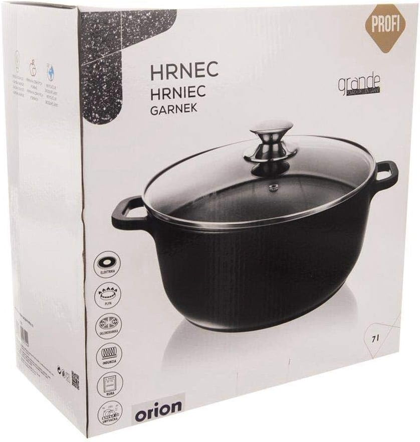 ORION Aluguss Kochtopf | Ø 28 cm | Topf mit Glasdeckel | 7 L | Für Gas und Induktion