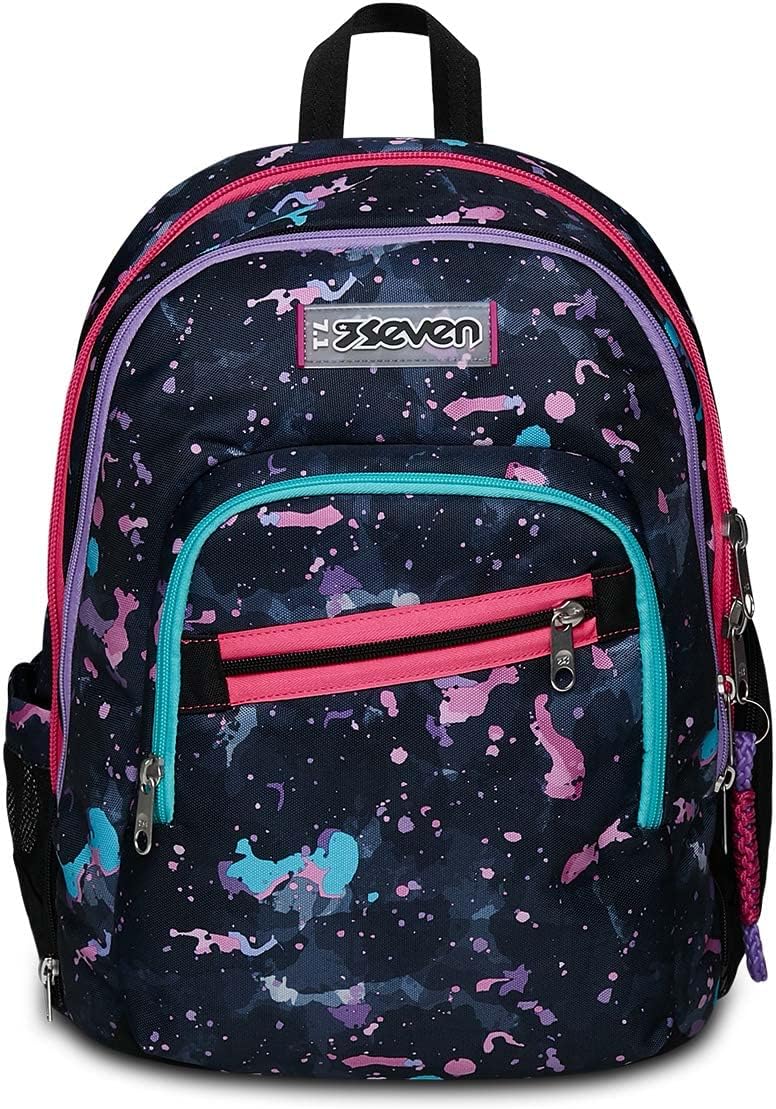 Seven Advanced Detach Schulrucksack – Fluo String Girl – Violett – Doppelfach – Trinkflaschentasche,