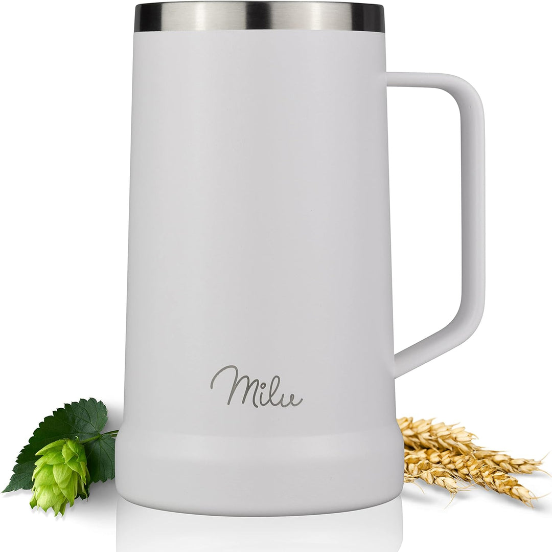 Milu Bierkrug Edelstahl isoliert | Bierglas mit Deckel | Thermobecher | Bier Geschenk für Männer, Pa