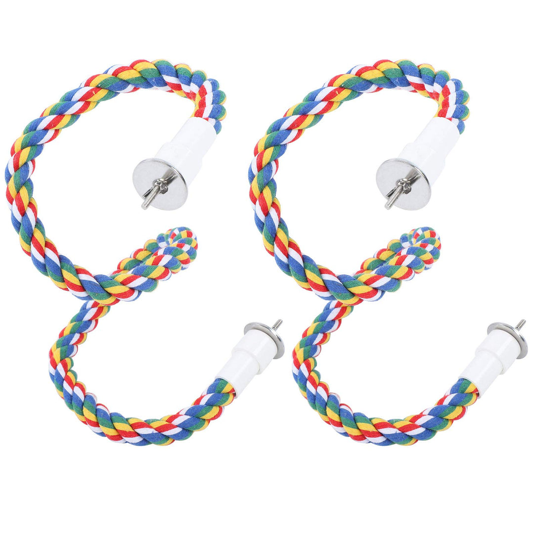 2 Stück Bird Chew Rope Bunt gefärbte Vogel Barsch Stand Baumwolle Vogel Leiter Spielzeug für Papagei