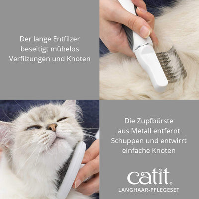 Catit Bürsten-Set für langhaarige Katzen, Bürsten für Langhaarkatzen