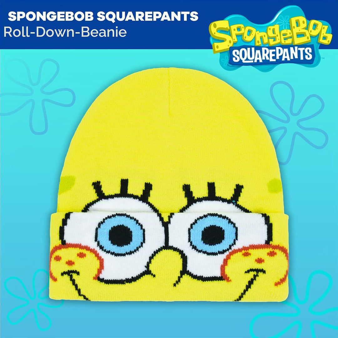Concept One Unisex-Erwachsene Spongebob Roll Down Cuff Beanie-Mütze, gelb, Einheitsgrösse