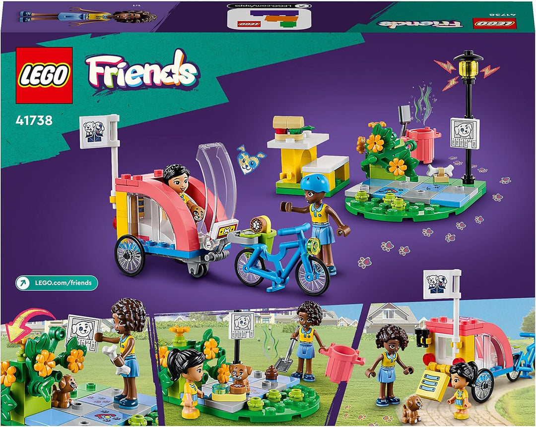 LEGO 41738 Friends Hunde-Rettungsfahrrad, Tierrettung-Spielzeug mit Welpen-Tierfiguren und Mini-Pupp