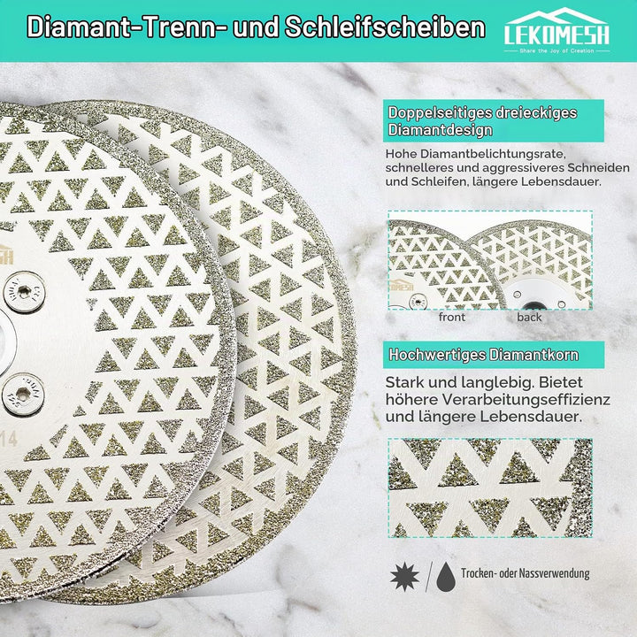 Diamant Fliesen Sägeblatt 125MM LEKOMESH - Doppelseitig Diamant-Trennscheibe für Granit,Marmor,Porze