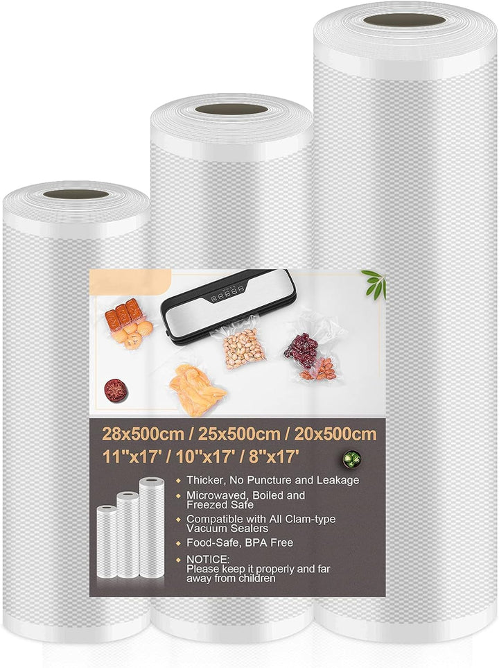 Vakuumierbeutel Vakuumierfolie 3 Rollen 20/25/28x500cm(15m), Vakuumrollen Lebensmittel für Vakuumier