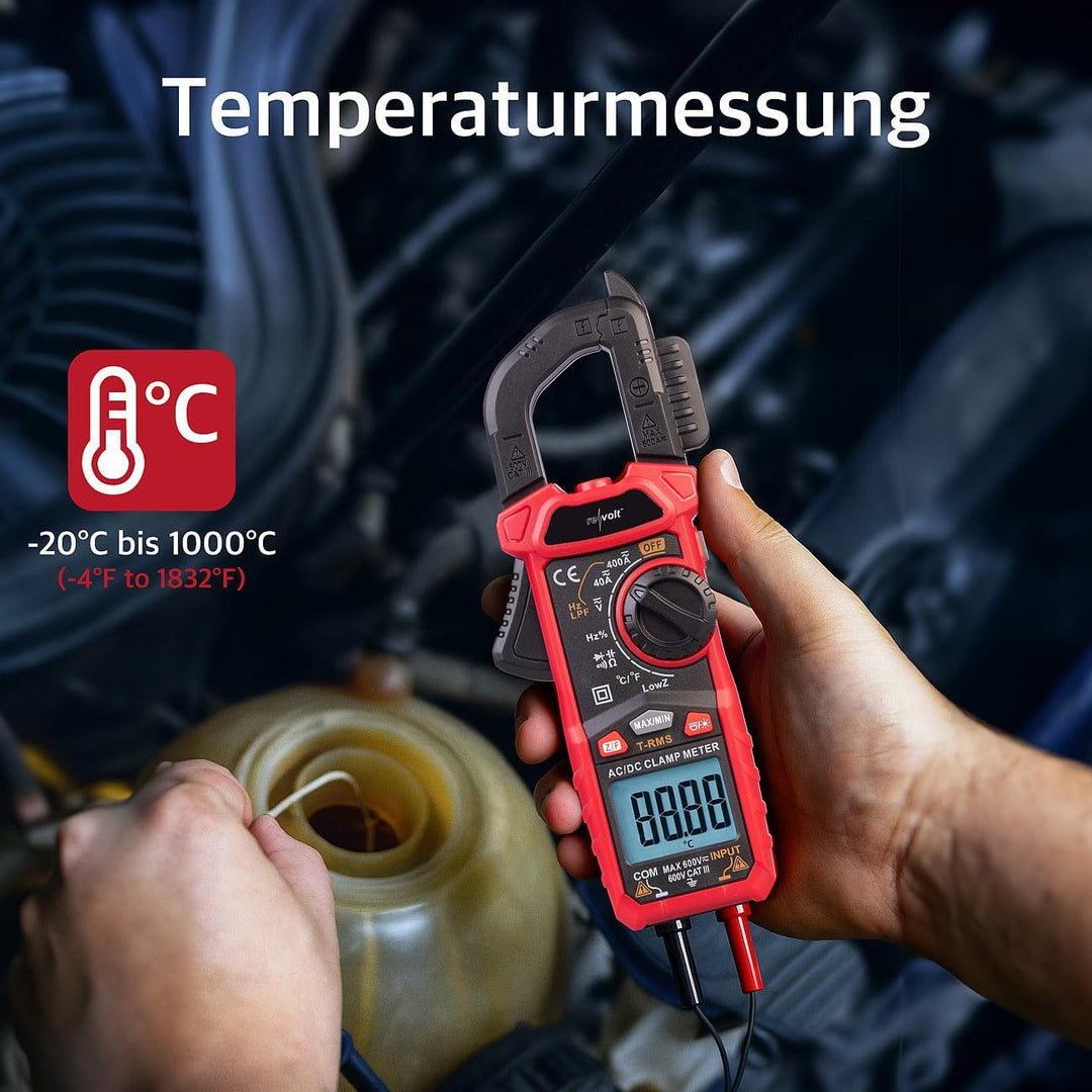 revolt Multimeter: Strommesszange AC & DC, Strom, Spannung bis 600 Volt, True RMS-4000 (Zangenampere