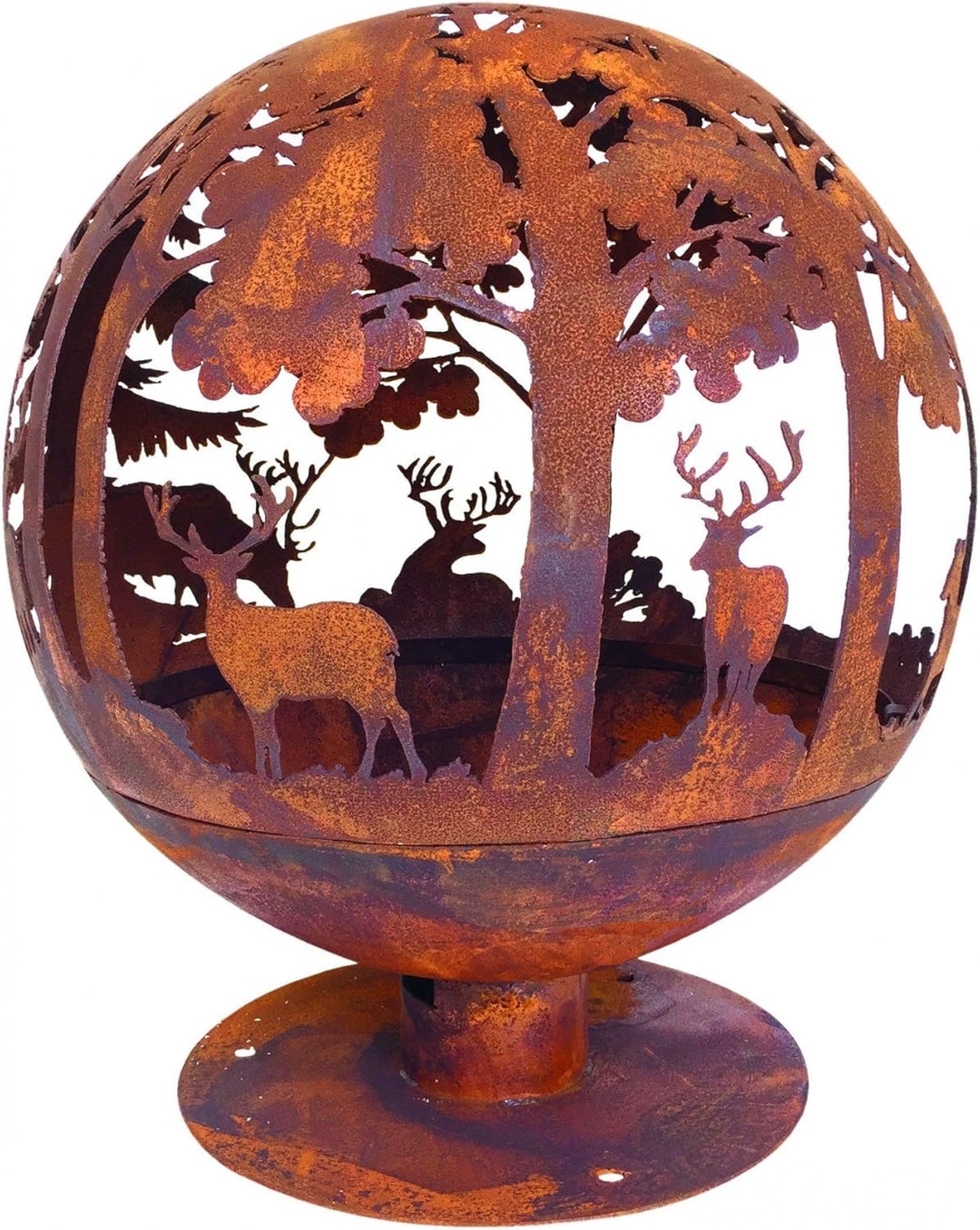 Esschert Design Elchmotiv Feuerball 58 x 58 x 66 cm, aus Metall, gelasert, in Rost-Optik, mit Standf