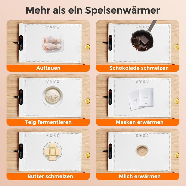 GOPLUS Warmhalteplatte elektrisch, Speisewärmer Silikon für Lebensmittel, Tragbare Wärmematte mit au