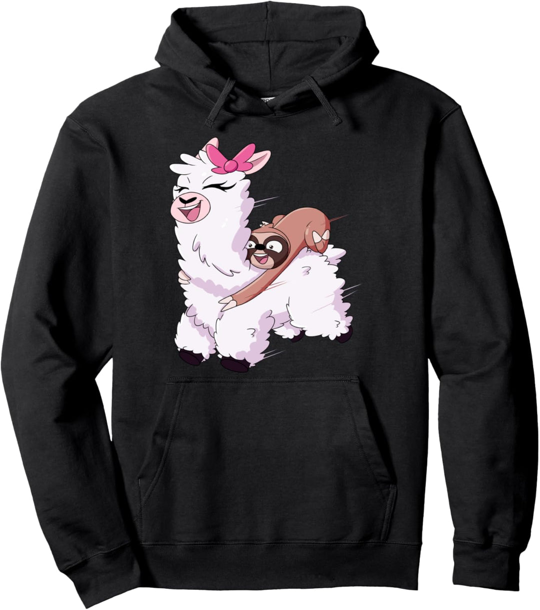 Faultier Reiten Lama Lustige Back to School Girls Boys Pullover Hoodie