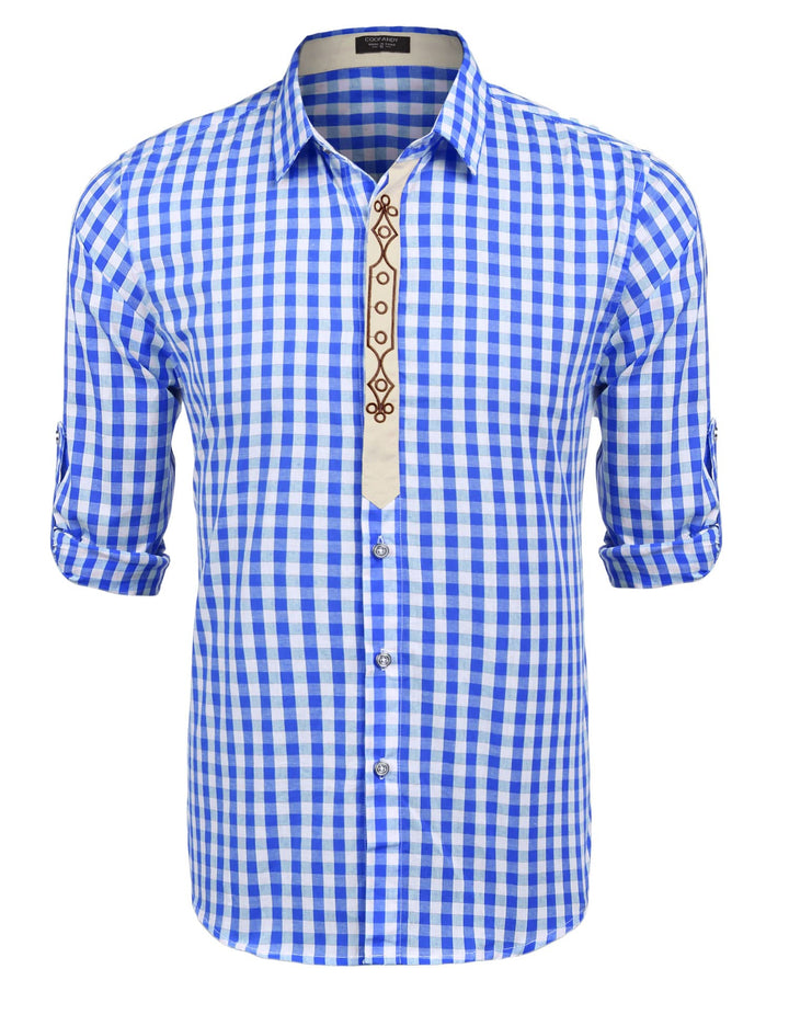 COOFANDY Herren Hemd Karriert Trachtenhemden Regular Fit Langarm Freizeithemden Karohemden Plaid Shi