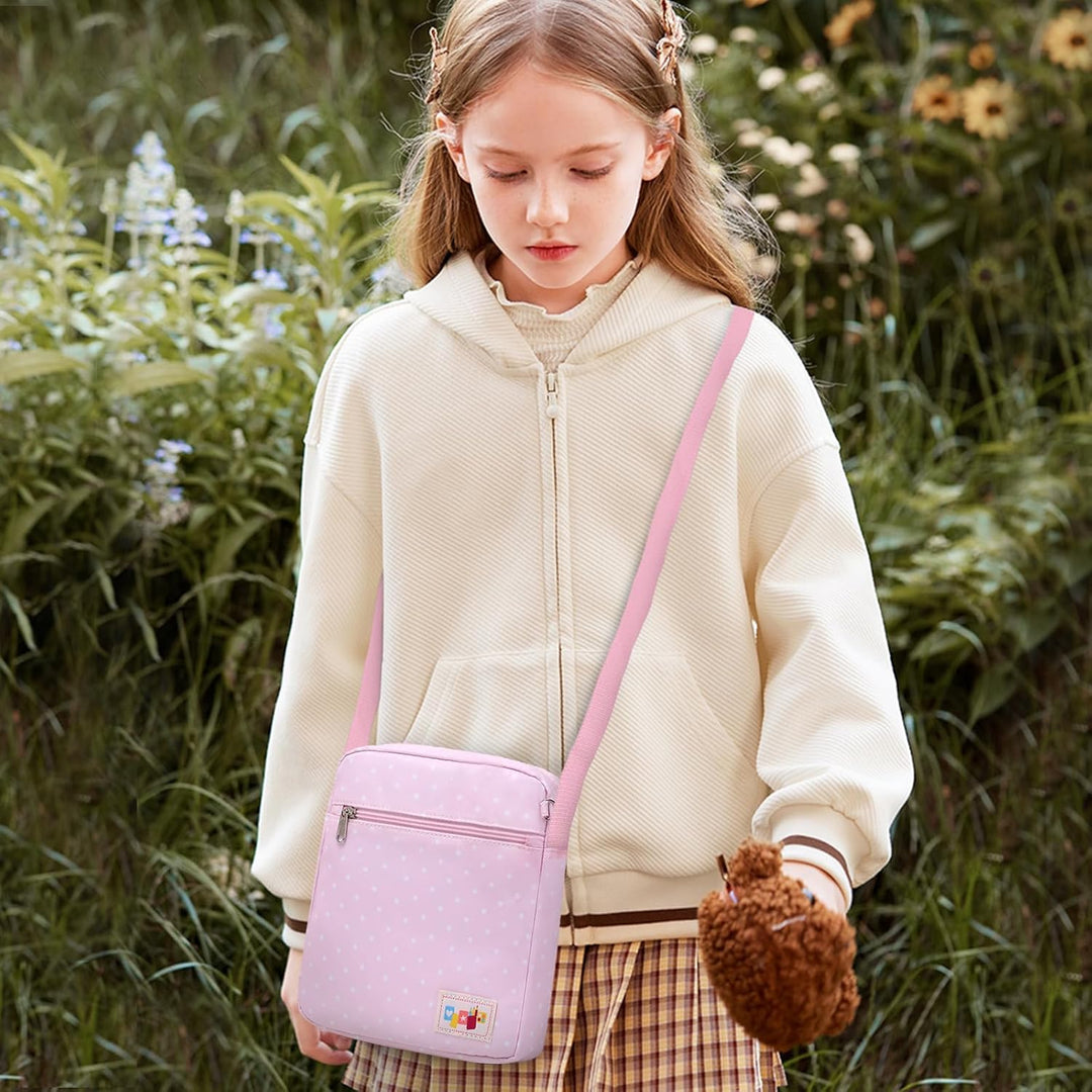 Casual Canvas Schultertasche +Geldbeutel/Mäppchen für Mädchen Jungen & Kinder Jugendliche (Rose rot)