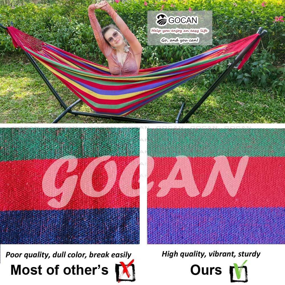 GOCAN XXL Hängematte 2 Personen 220x160cm Gesamtlänge 330cm Last 300kg Leinwand-Baumwoll-Hängematte