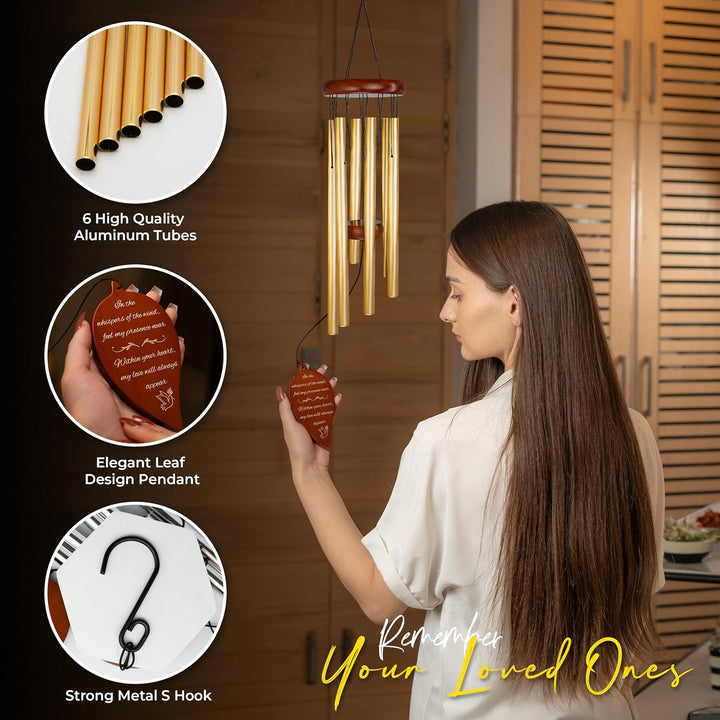 Bestes Gedenk-Windspiel für draussen – 82,5 cm Beileids-Windspiel, Gedenkgeschenke für den Verlust e