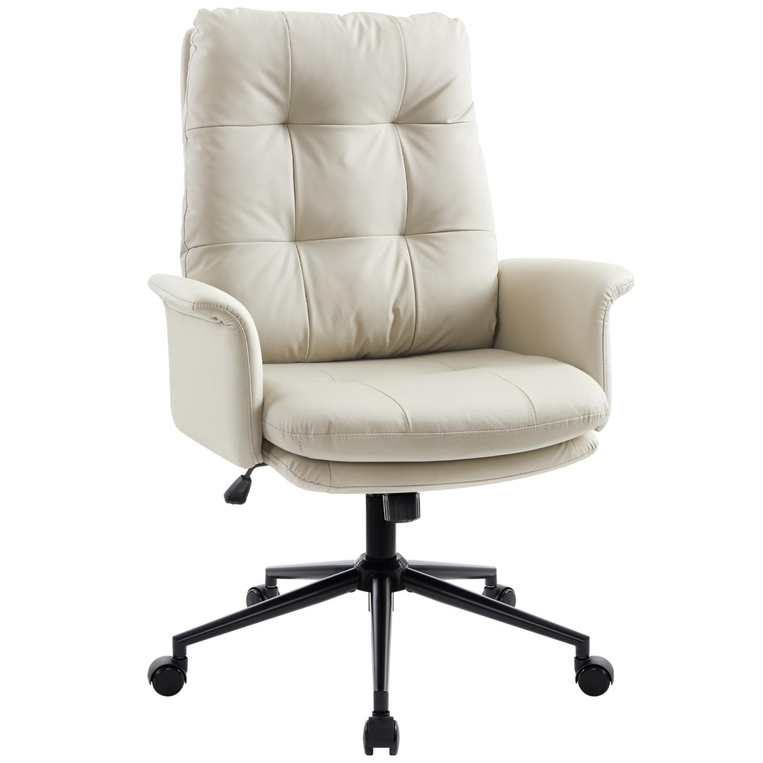 IWMH Bürostuhl Ergonomisch,Schreibtischstuhl Bequem PU Leder,Hoher Rückenlehne Chefsessel,Doppelt Ge