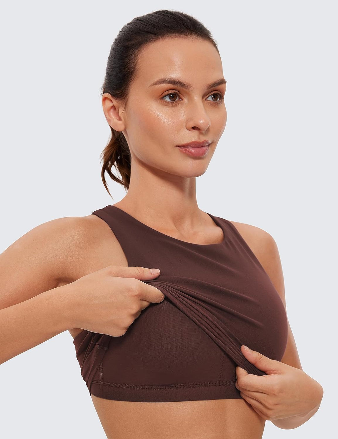 CRZ YOGA Damen Butterluxe Racerback Sport BH Gepolstert Ohne Bügel Crop Tops Longline Yoga Tank Top