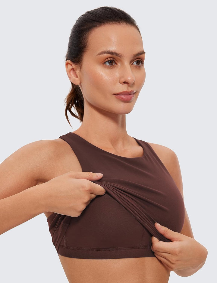 CRZ YOGA Damen Butterluxe Racerback Sport BH Gepolstert Ohne Bügel Crop Tops Longline Yoga Tank Top