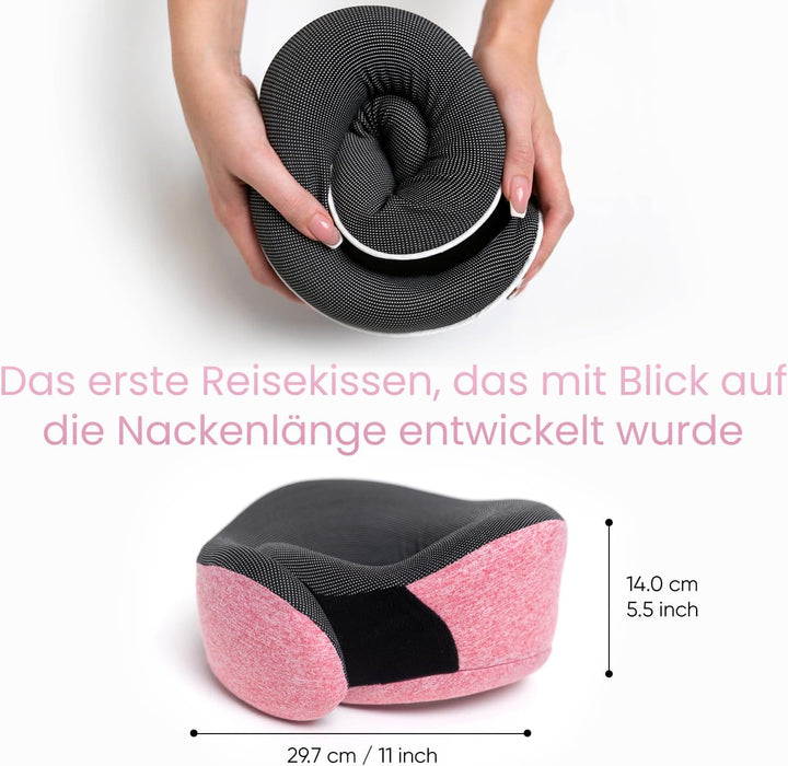 Proglobe Rosa Nackenkissen Flugzeug, Reisekissen 100% Memory Foam, Orthopädisches Nackenhörnchen, Fü
