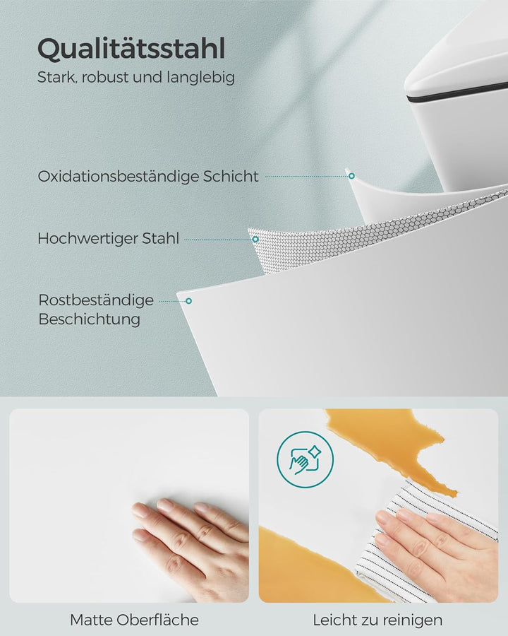 ‎SONGMICS Mülleimer Küche, 48 Liter, schmal, Abfalleimer, Tretmülleimer für enge Räume, Küchenmüllei