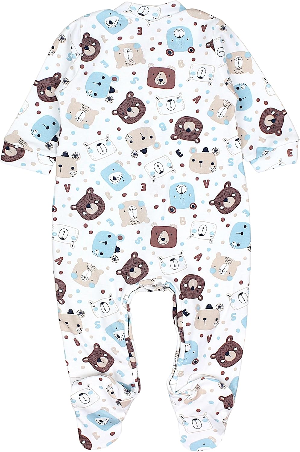 TupTam Baby Jungen Schlafstrampler Langarm Strampler Schlafanzug mit Fuss 3er Pack 50 Bärchen Blätte