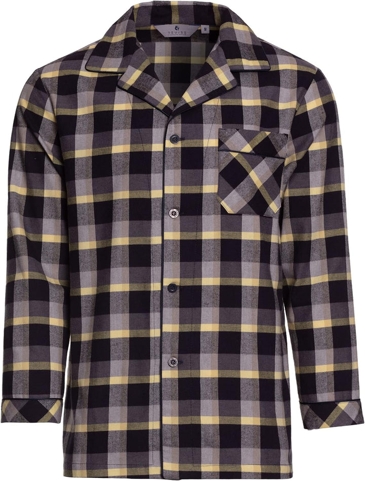 Revise RE-911 Schlafanzug für Herren - Lang - Flannel 100% Baumwolle - Pyjama - XXL Grau /Gelb 1051,