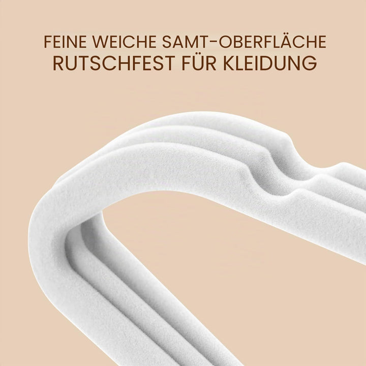 Kleiderbügel Samt, 45 cm rutschfeste Filz Bügel, Stabile Anzugbügel mit Schulterkerben, Platzsparend