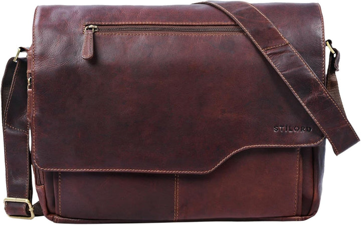 STILORD 'Marvin' Ledertasche Umhängetasche Modernes Vintage Design 15.6 Zoll Laptoptasche grosse Uni