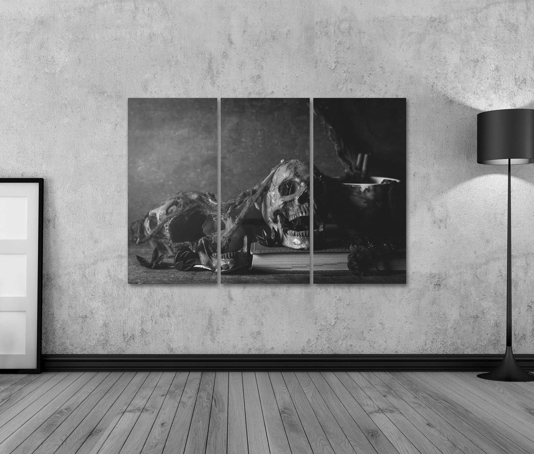 islandburner Bild auf Leinwand Totenkopf Stillleben Fotografie Schwarz Weiss Bilder Wandbilder Poste