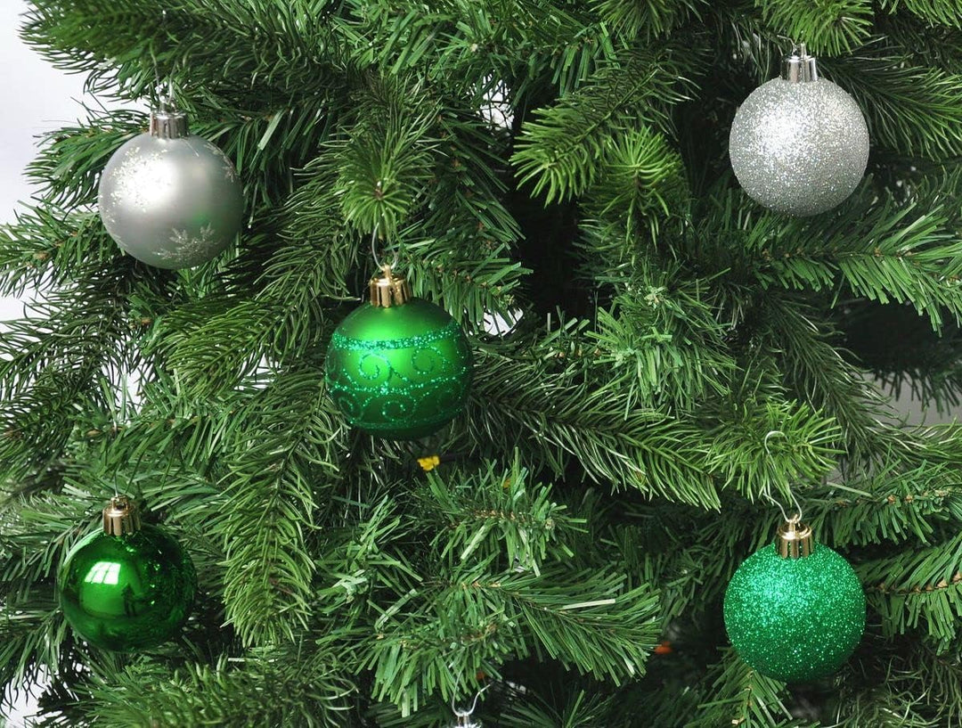 64x Kunststoff Christbaumkugeln Ø 6cm Kugel Box Glanz Glitzer Matt Dekor Inge inkl. Aufhänger, Farbe