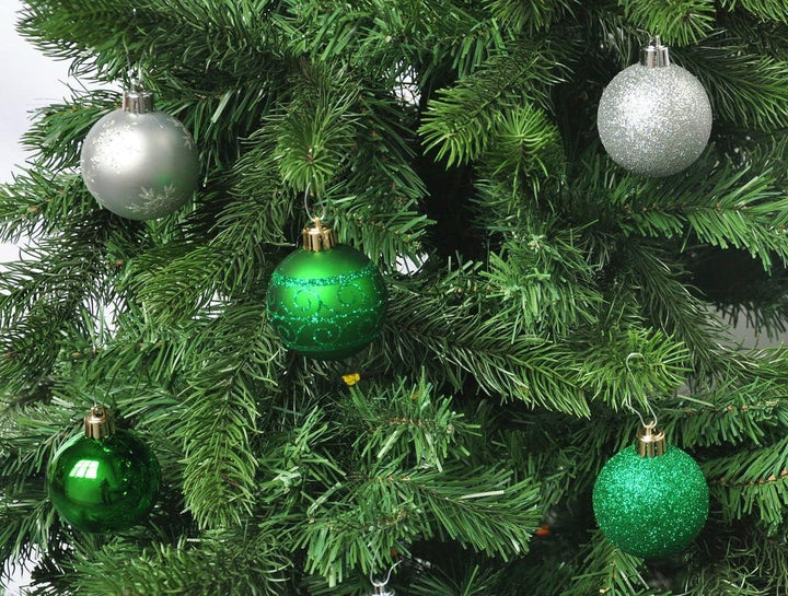 64x Kunststoff Christbaumkugeln Ø 6cm Kugel Box Glanz Glitzer Matt Dekor Inge inkl. Aufhänger, Farbe
