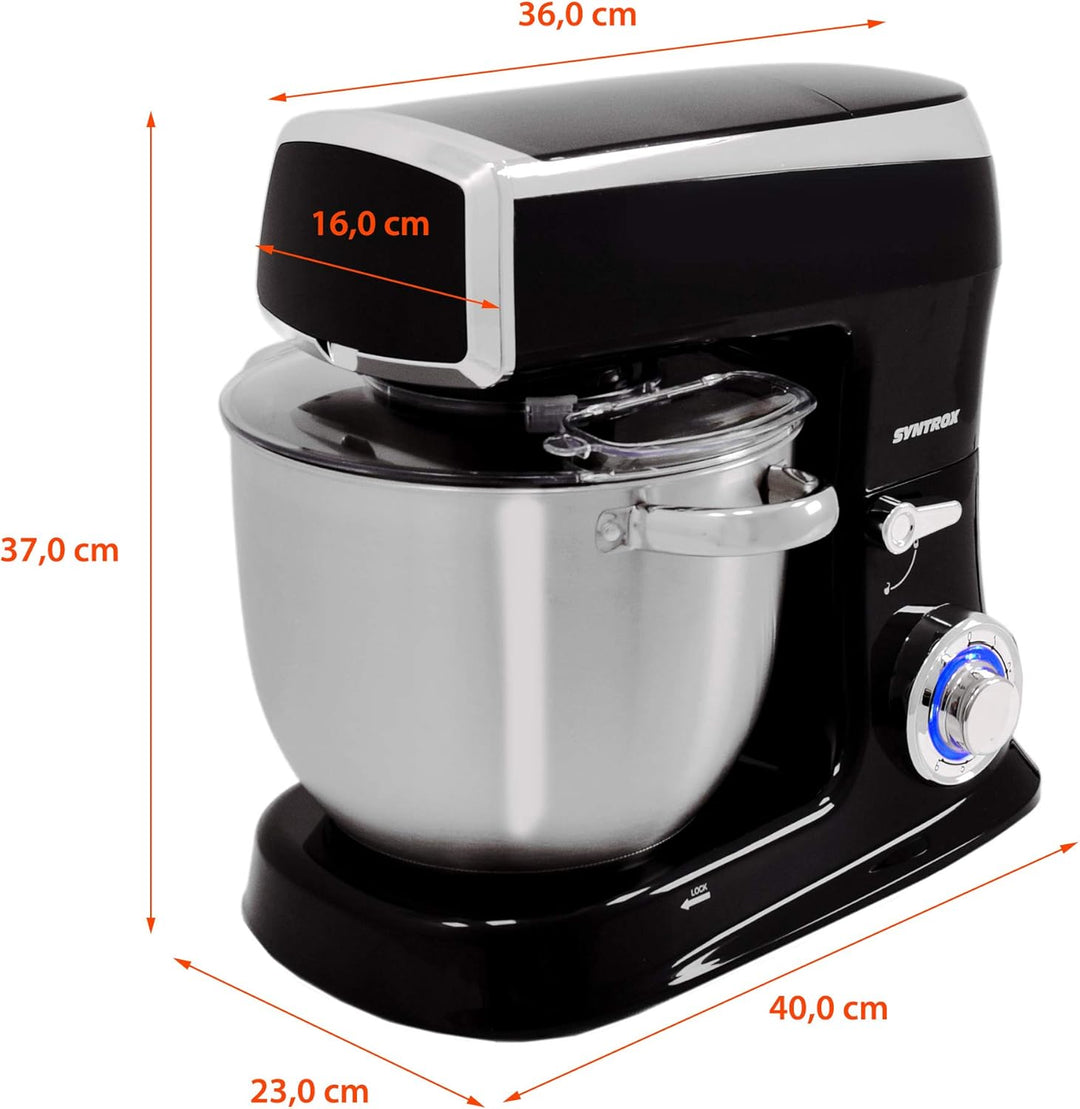 Syntrox Germany 1500 Watt Küchenmaschine Knetmaschine Mixer mit Fleischwolf, Edelstahl-Behälter, 7,5