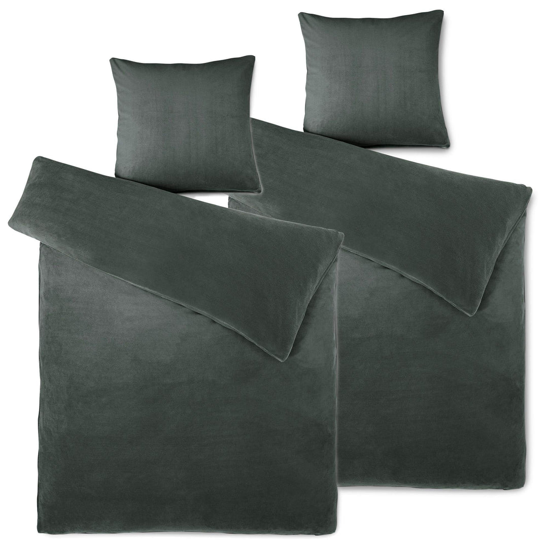 aqua-textil Feelwell Bettwäsche 155 x 220 cm 4teilig Coral Fleece Bettbezug Thermo Flausch anthrazit