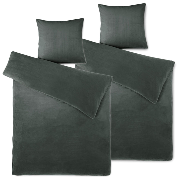 aqua-textil Feelwell Bettwäsche 155 x 220 cm 4teilig Coral Fleece Bettbezug Thermo Flausch anthrazit