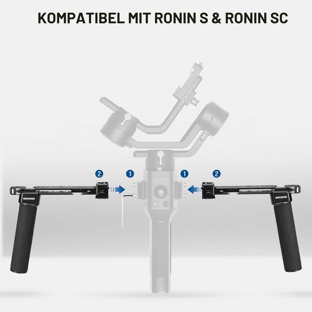 NEEWER Dual Griff Kompatibel mit DJI RS 2/RSC 2/RS 3/RS 3 Pro Ronin S Ronin SC Kamera Gimbal, Doppel