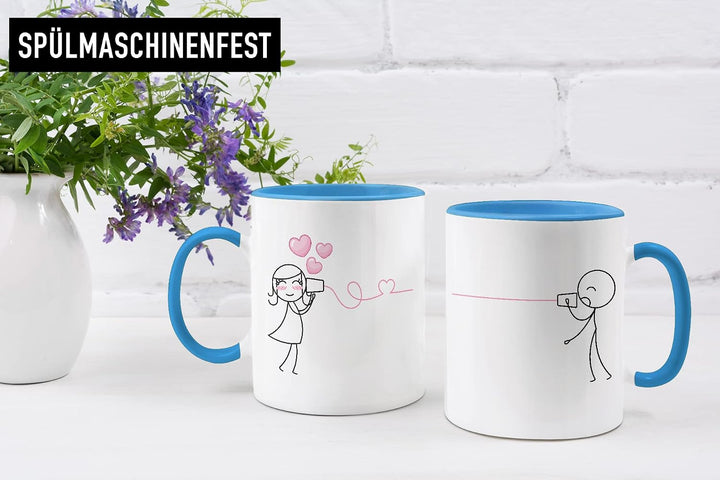 Trendation - Fernbeziehung Geschenk Tassen Set Partner Liebe Geschenk für Freundin Freund Liebesgest