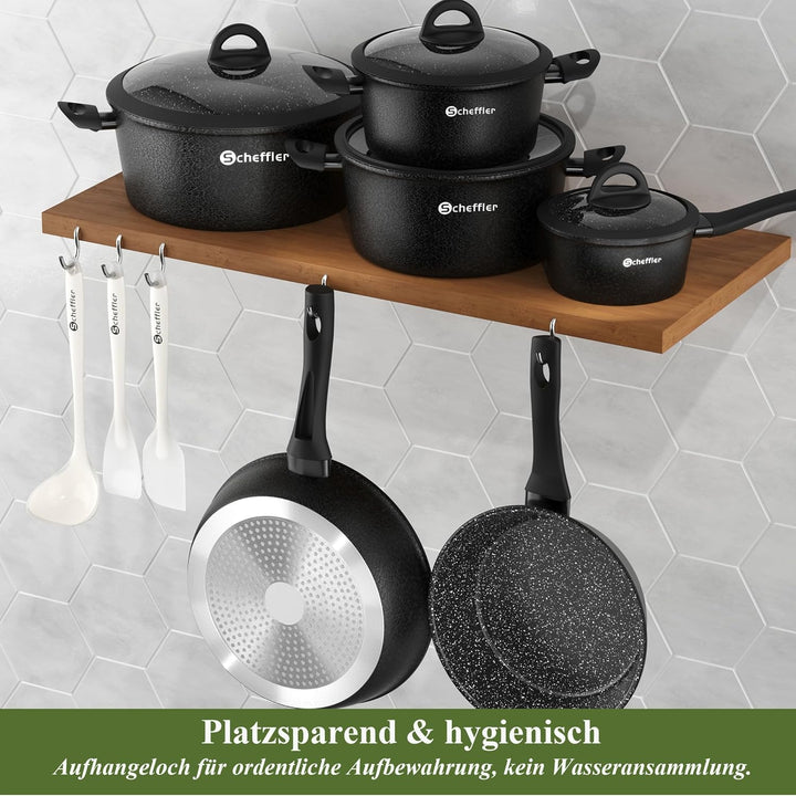 Topfset induktion Scheffler 15tlg Kochtopf Set,Antihaftbeschichtung Induktions Töpfe Set,Topfset Ind
