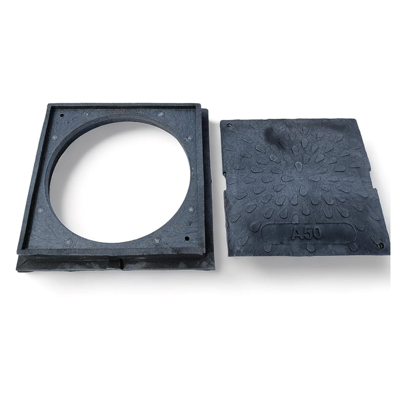 Varile 38 cm Schachtabdeckung Schwarz DN 315 Kunststoff Belastbar bis 5 t Klasse A50, Schwarz