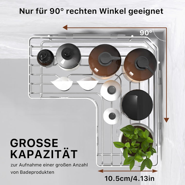 Kegii Duschablage Ohne Bohren Ecke - 3-Stufig Eckregal Bad Silber Duschregal Edelstahl Shampoo Halte