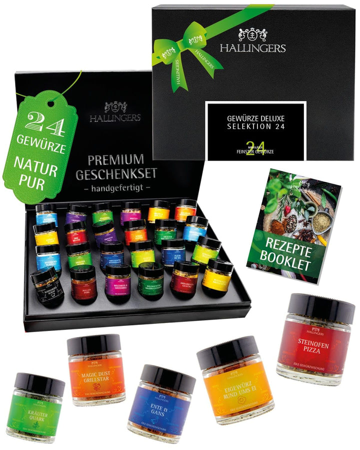 Hallingers Deluxe Selektion 24 - Gewürz Geschenkset handmade, 24 Gewürze aus aller Welt (Set) - Adve