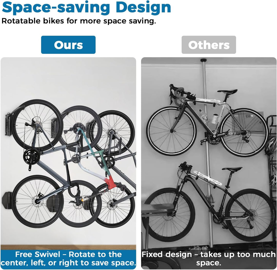 Schwenkbare Fahrrad Wandhalterung mit Hinterrad Halterung, Fahrradaufhänger für Garage, Platzsparend