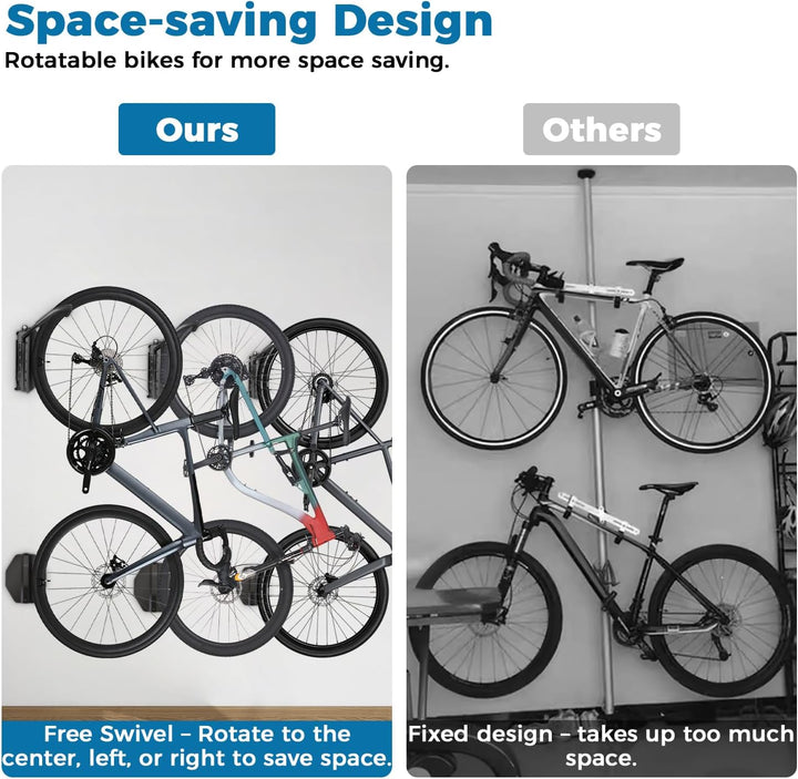 Schwenkbare Fahrrad Wandhalterung mit Hinterrad Halterung, Fahrradaufhänger für Garage, Platzsparend