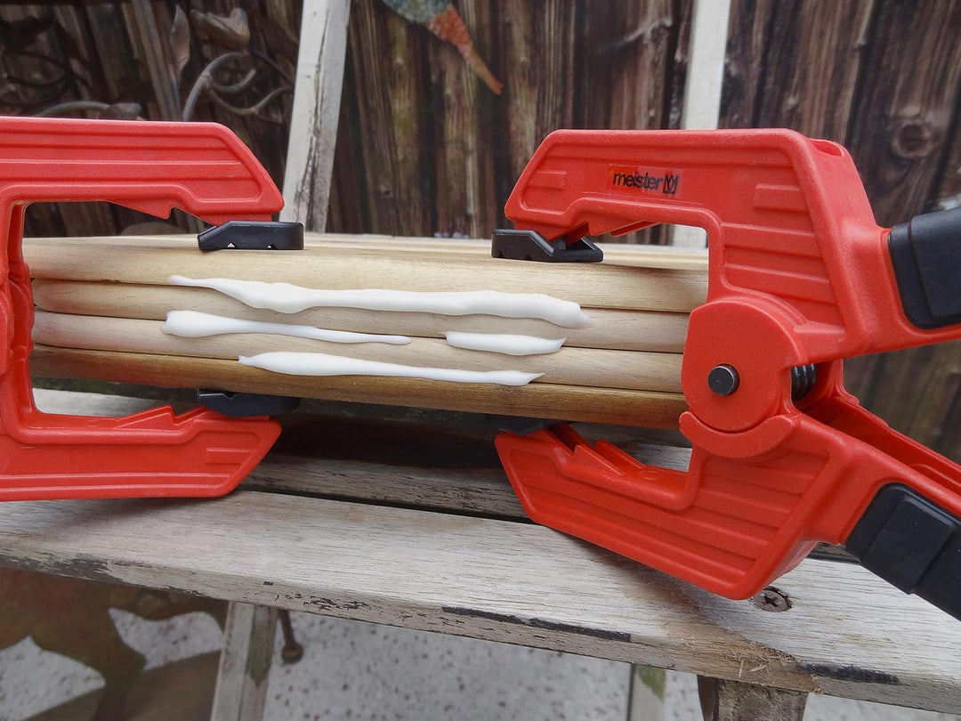 Meister Federzwinge - 75 mm Spannweite - 10 Stück - Bewegliche Spannbacken - Sicheres & einhändiges