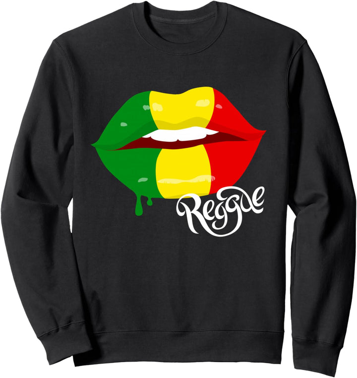 Reggae Kleidung für Damen, Rastafari-Flagge Lippen, Reggae Sweatshirt