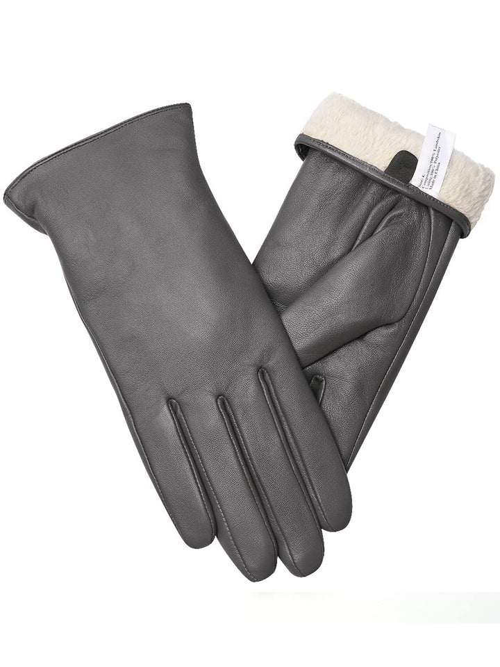 vislivin Vollhand Touchscreen-Handschuhe für Damen Leder Handschuhe Warmer Winter SMS Autofahren Han