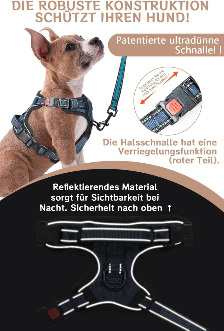 BaoCheng Hundegeschirr Anti Zug Hundegürtel,Kleine/mittlere/grosse Hunde,Atmungsaktives Mesh, Einfac